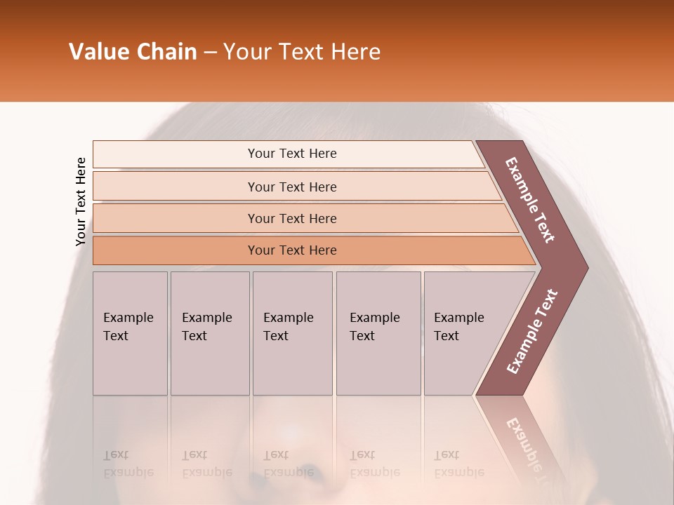 A Woman's Face With An Orange Banner Over Her Head PowerPoint Template