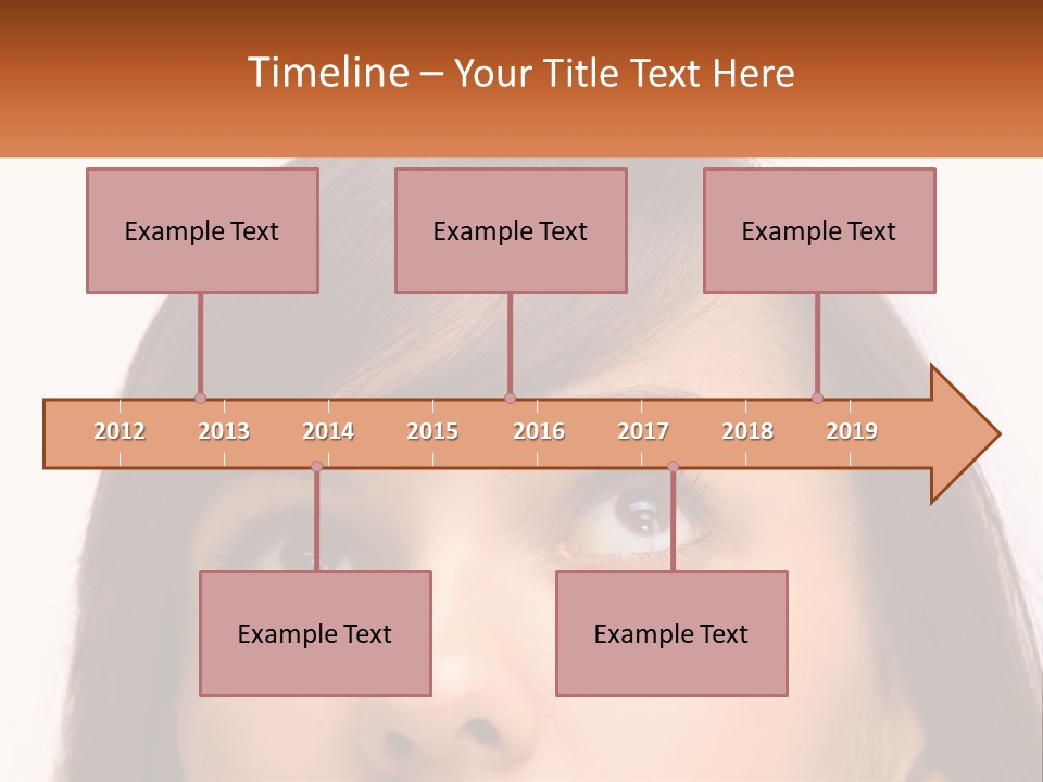 A Woman's Face With An Orange Banner Over Her Head PowerPoint Template