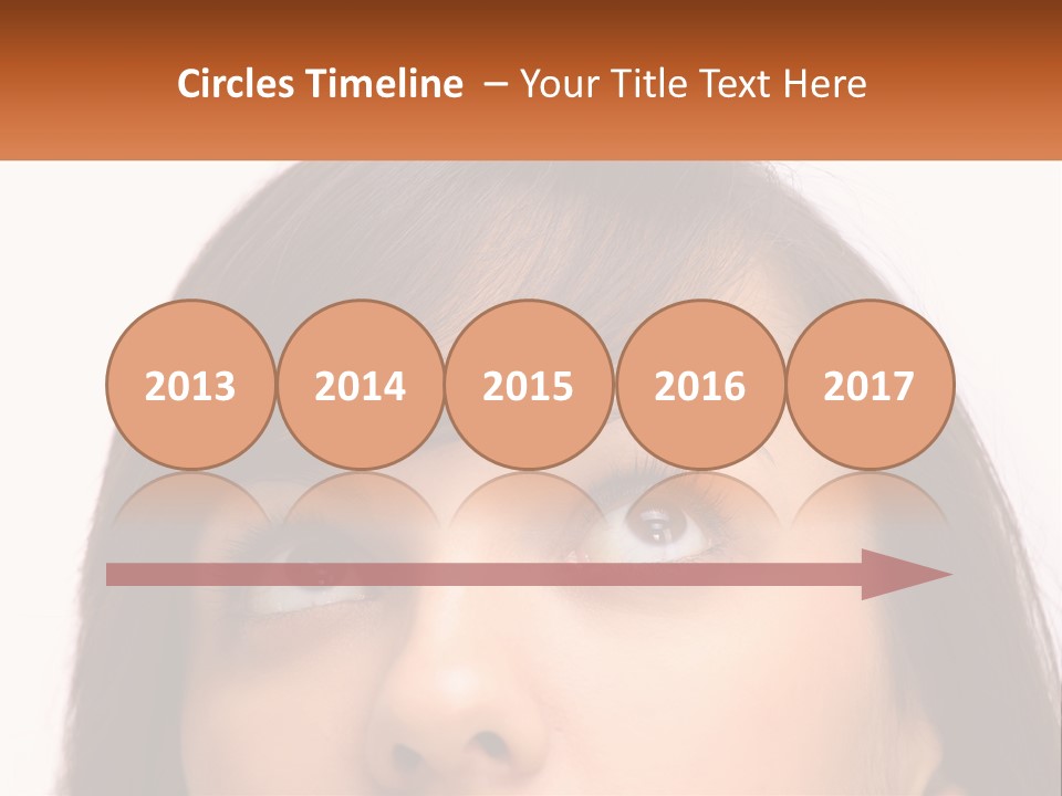 A Woman's Face With An Orange Banner Over Her Head PowerPoint Template