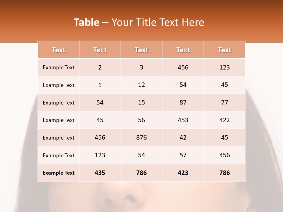 A Woman's Face With An Orange Banner Over Her Head PowerPoint Template