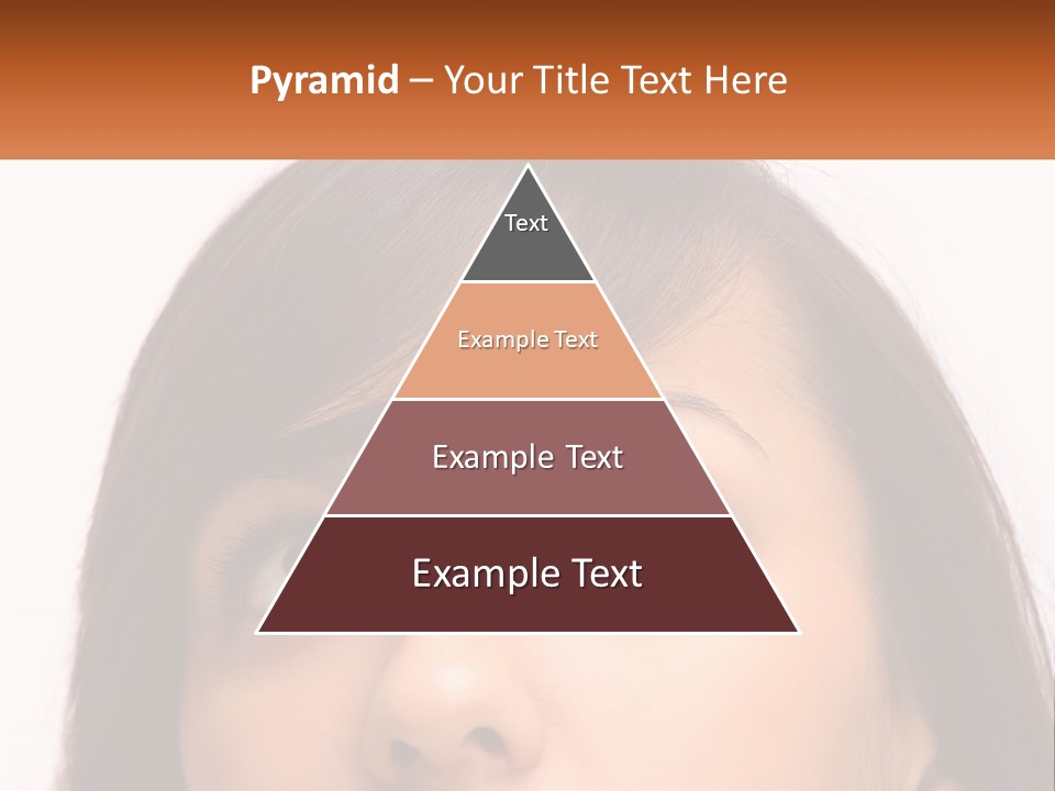 A Woman's Face With An Orange Banner Over Her Head PowerPoint Template