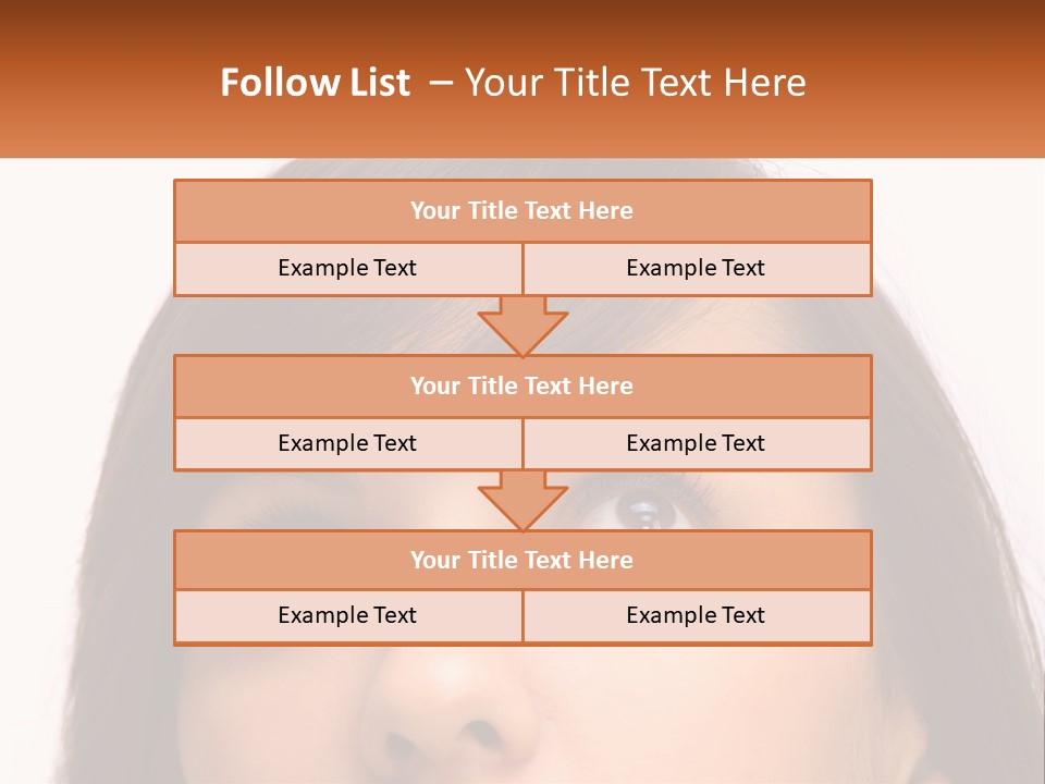 A Woman's Face With An Orange Banner Over Her Head PowerPoint Template