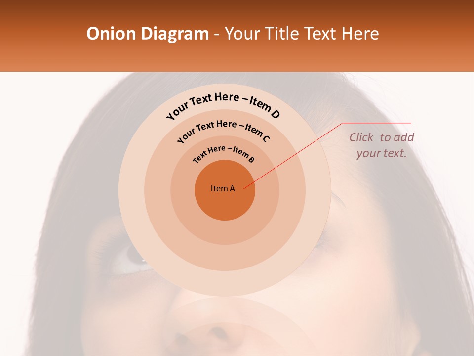 A Woman's Face With An Orange Banner Over Her Head PowerPoint Template