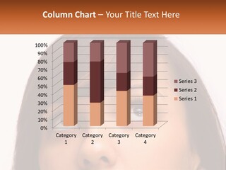 A Woman's Face With An Orange Banner Over Her Head PowerPoint Template