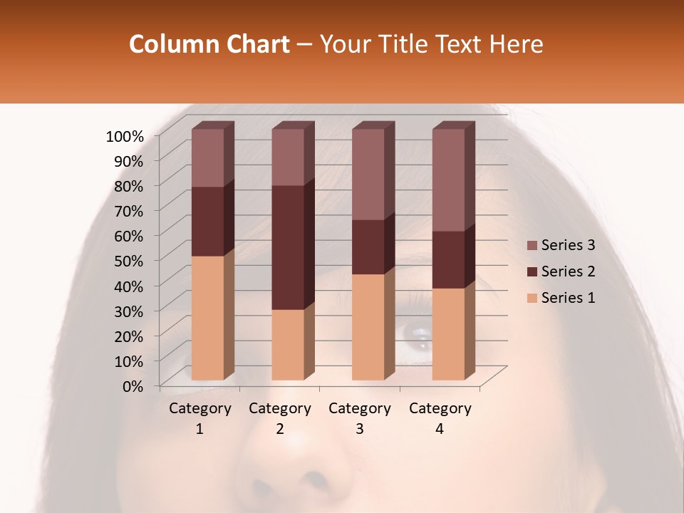 A Woman's Face With An Orange Banner Over Her Head PowerPoint Template