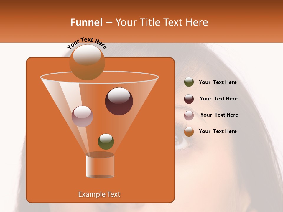 A Woman's Face With An Orange Banner Over Her Head PowerPoint Template