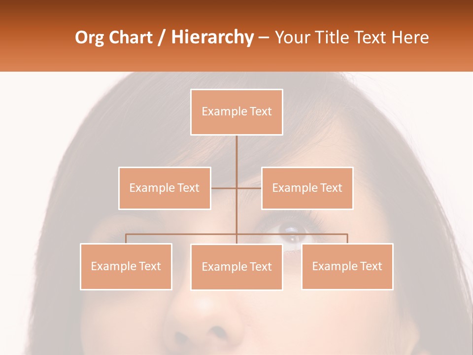 A Woman's Face With An Orange Banner Over Her Head PowerPoint Template