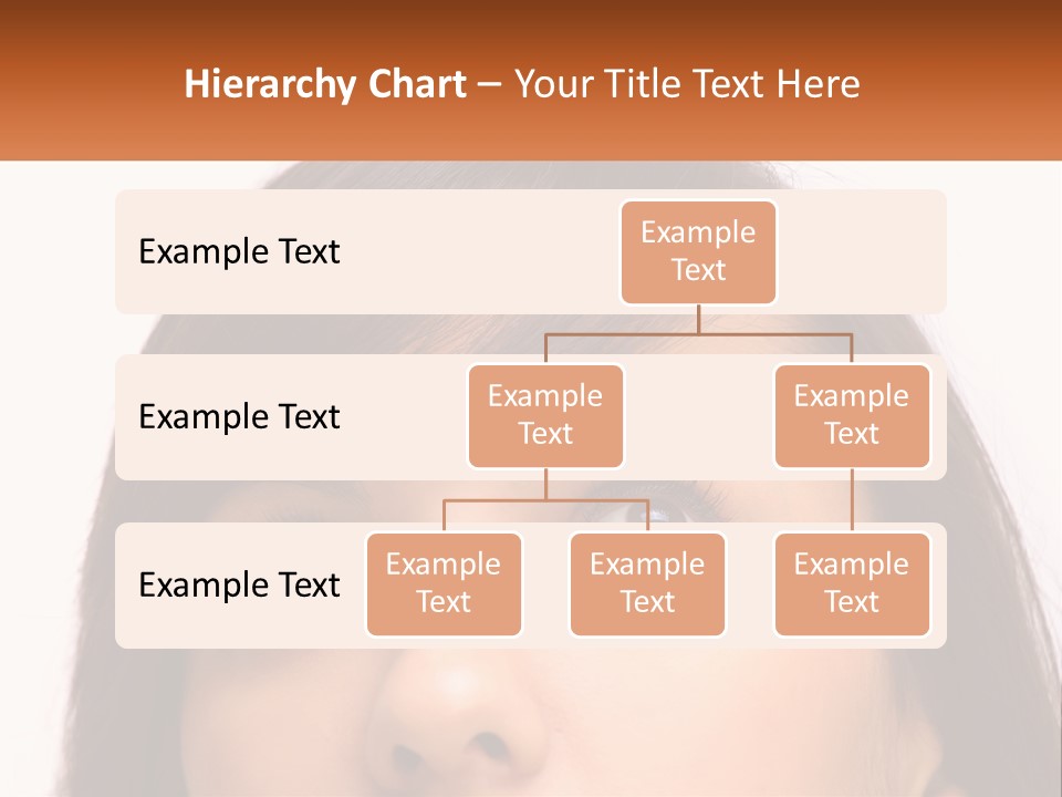 A Woman's Face With An Orange Banner Over Her Head PowerPoint Template