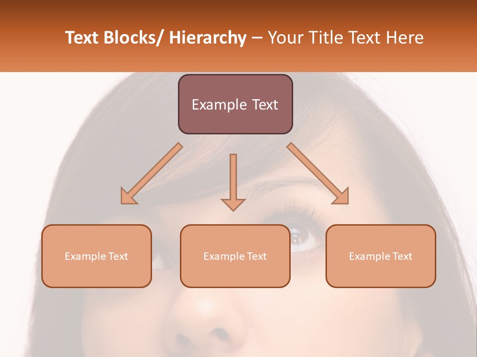A Woman's Face With An Orange Banner Over Her Head PowerPoint Template