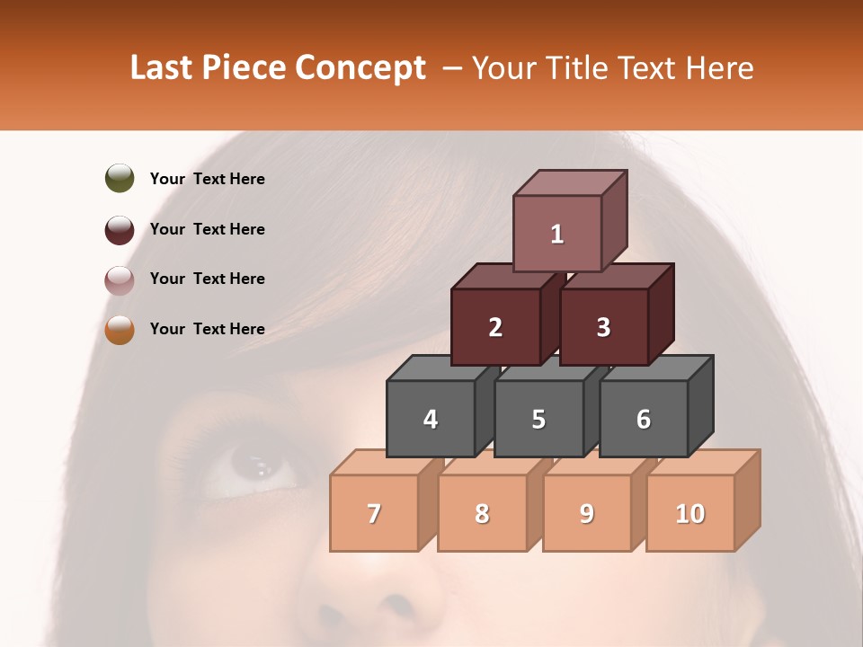 A Woman's Face With An Orange Banner Over Her Head PowerPoint Template