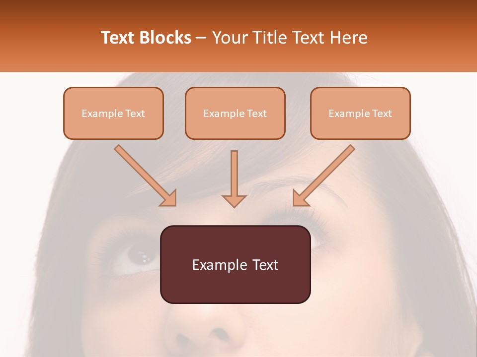 A Woman's Face With An Orange Banner Over Her Head PowerPoint Template
