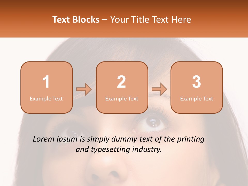 A Woman's Face With An Orange Banner Over Her Head PowerPoint Template