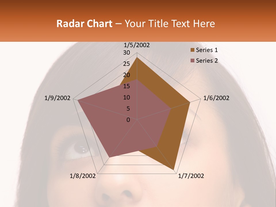 A Woman's Face With An Orange Banner Over Her Head PowerPoint Template