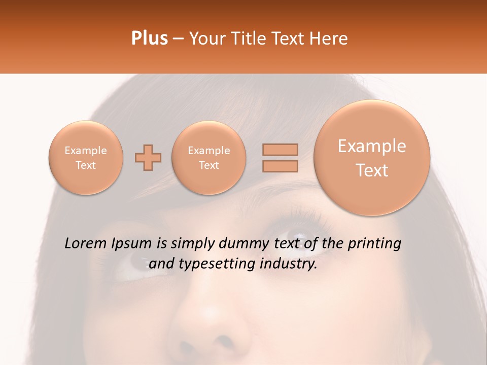 A Woman's Face With An Orange Banner Over Her Head PowerPoint Template