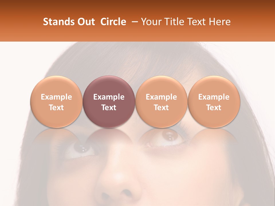 A Woman's Face With An Orange Banner Over Her Head PowerPoint Template