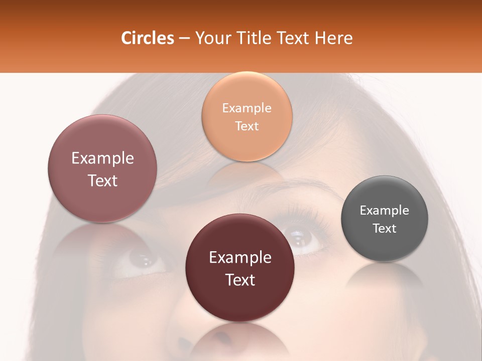 A Woman's Face With An Orange Banner Over Her Head PowerPoint Template