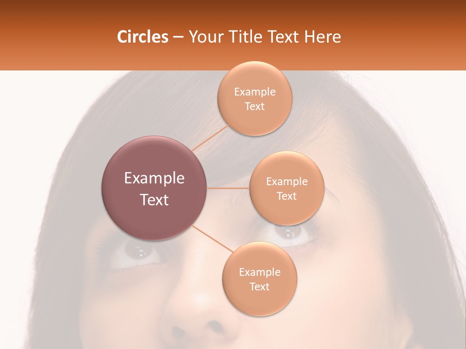 A Woman's Face With An Orange Banner Over Her Head PowerPoint Template