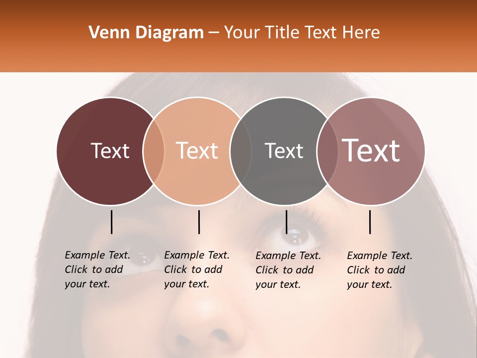 A Woman's Face With An Orange Banner Over Her Head PowerPoint Template