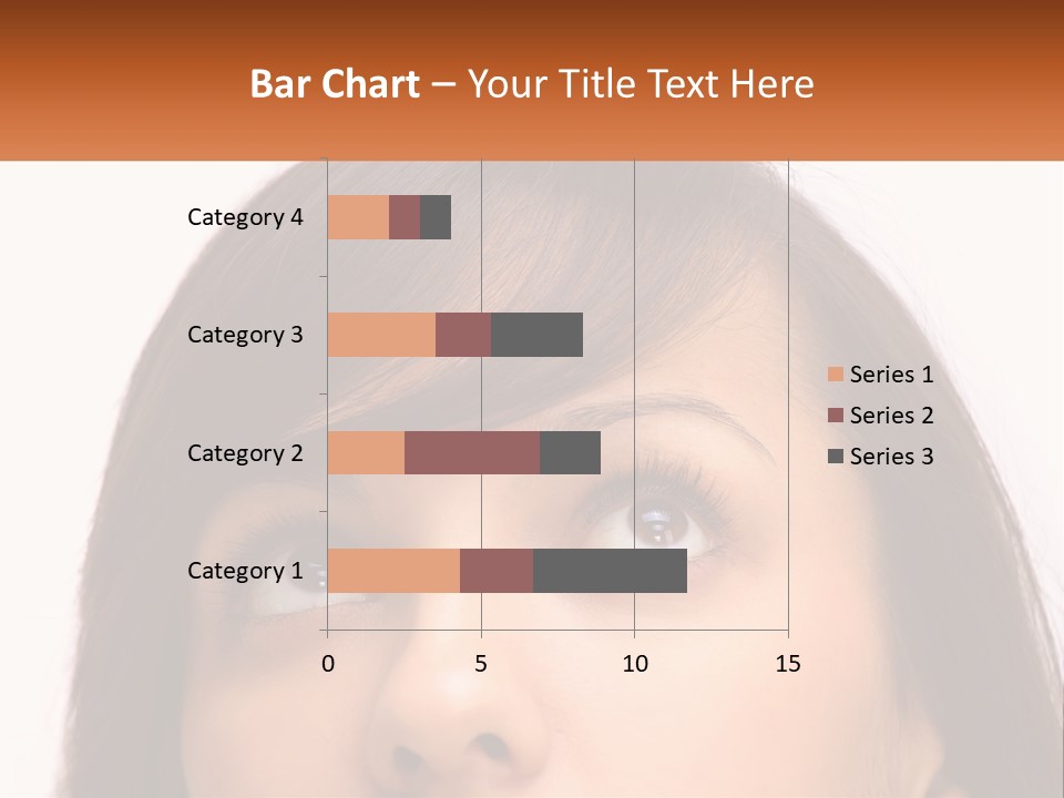 A Woman's Face With An Orange Banner Over Her Head PowerPoint Template