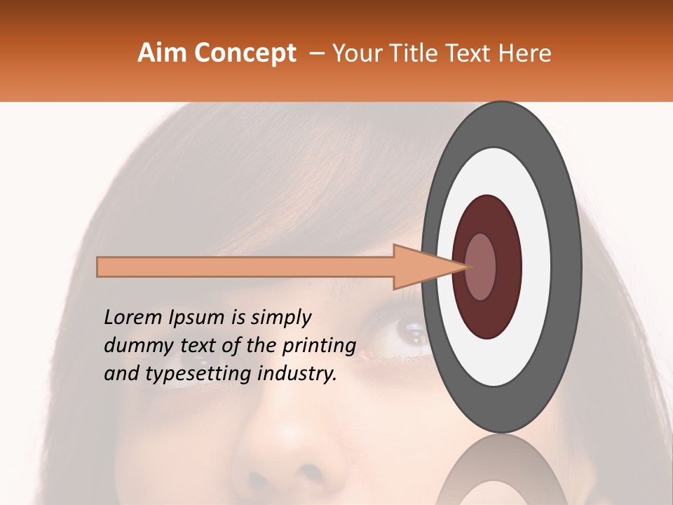 A Woman's Face With An Orange Banner Over Her Head PowerPoint Template