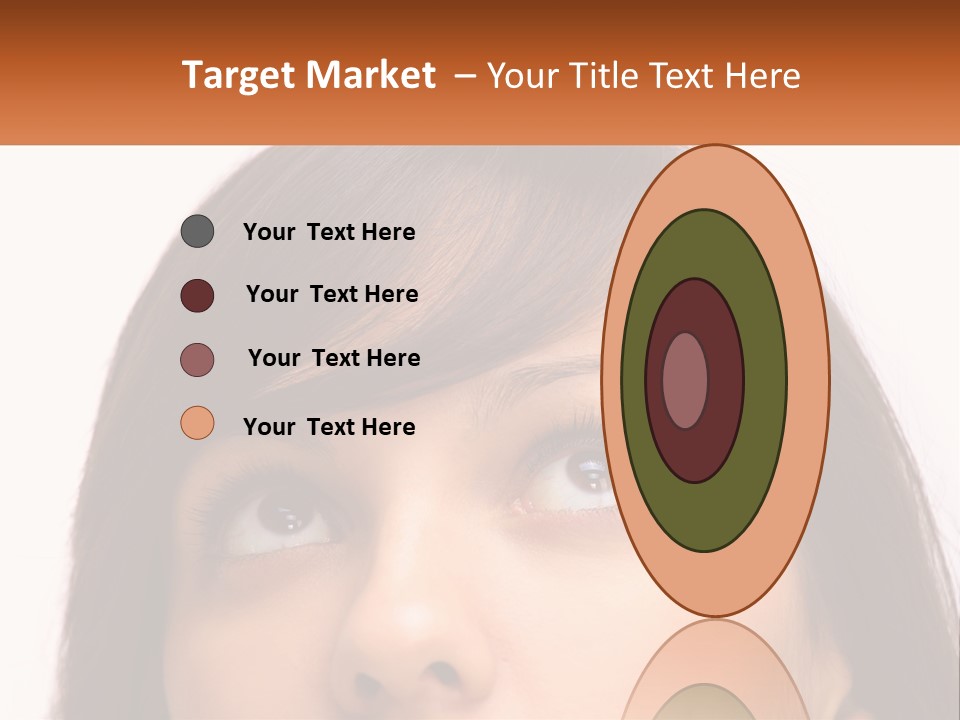 A Woman's Face With An Orange Banner Over Her Head PowerPoint Template