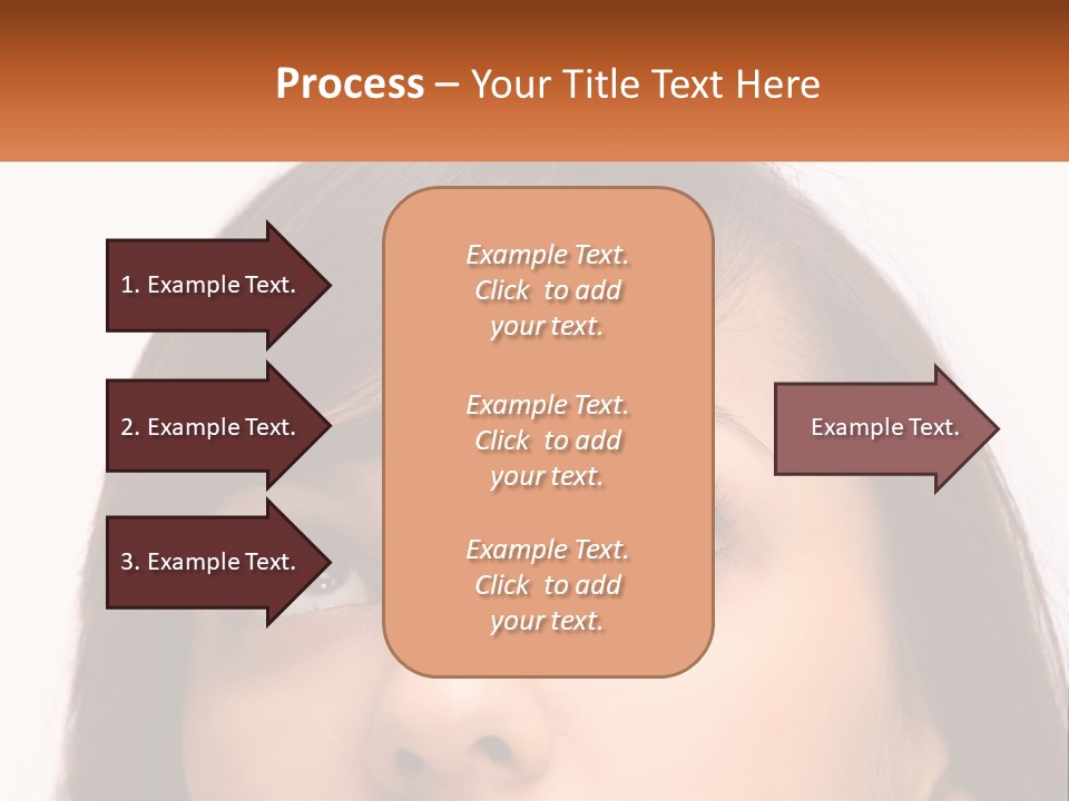 A Woman's Face With An Orange Banner Over Her Head PowerPoint Template