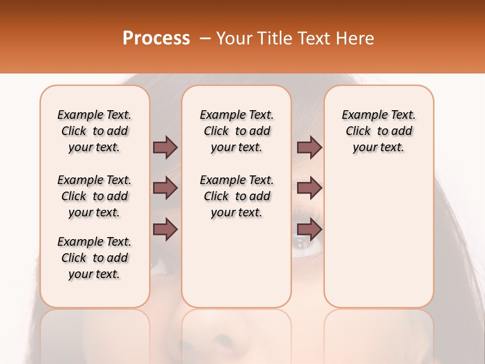 A Woman's Face With An Orange Banner Over Her Head PowerPoint Template
