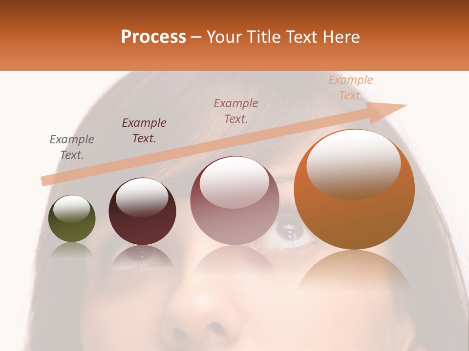 A Woman's Face With An Orange Banner Over Her Head PowerPoint Template