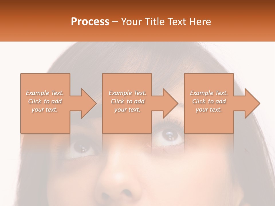 A Woman's Face With An Orange Banner Over Her Head PowerPoint Template