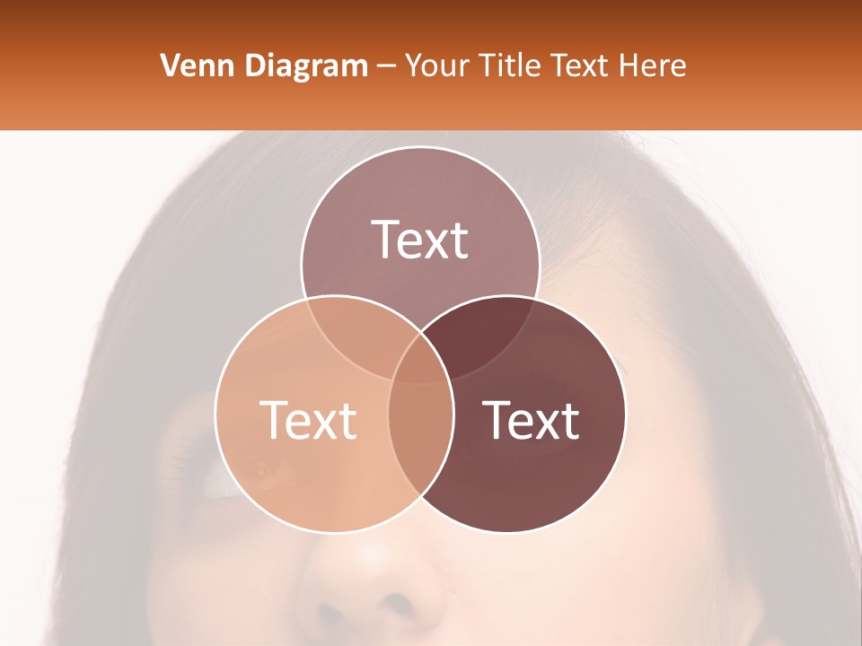 A Woman's Face With An Orange Banner Over Her Head PowerPoint Template