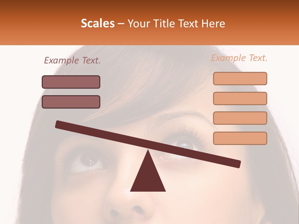 A Woman's Face With An Orange Banner Over Her Head PowerPoint Template