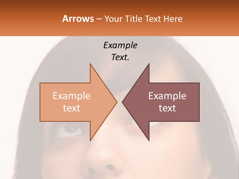 A Woman's Face With An Orange Banner Over Her Head PowerPoint Template