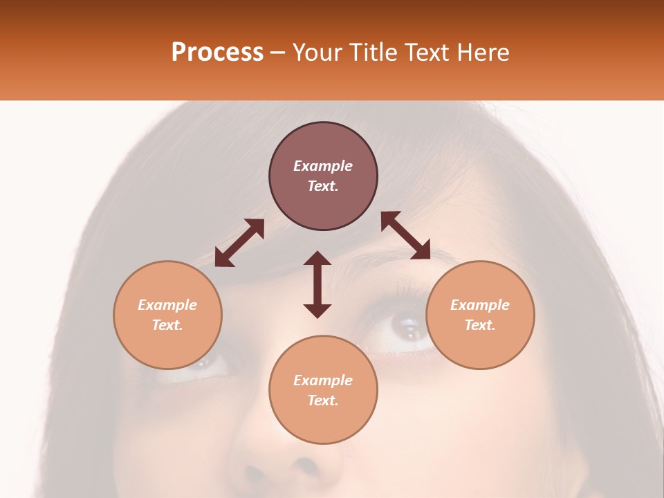 A Woman's Face With An Orange Banner Over Her Head PowerPoint Template