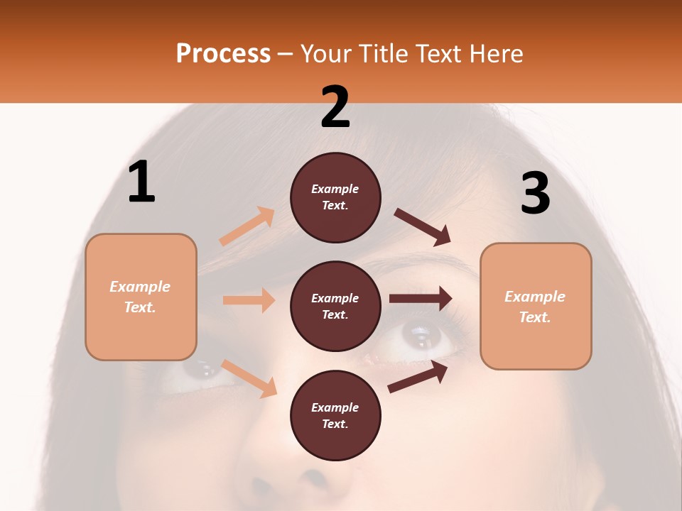 A Woman's Face With An Orange Banner Over Her Head PowerPoint Template
