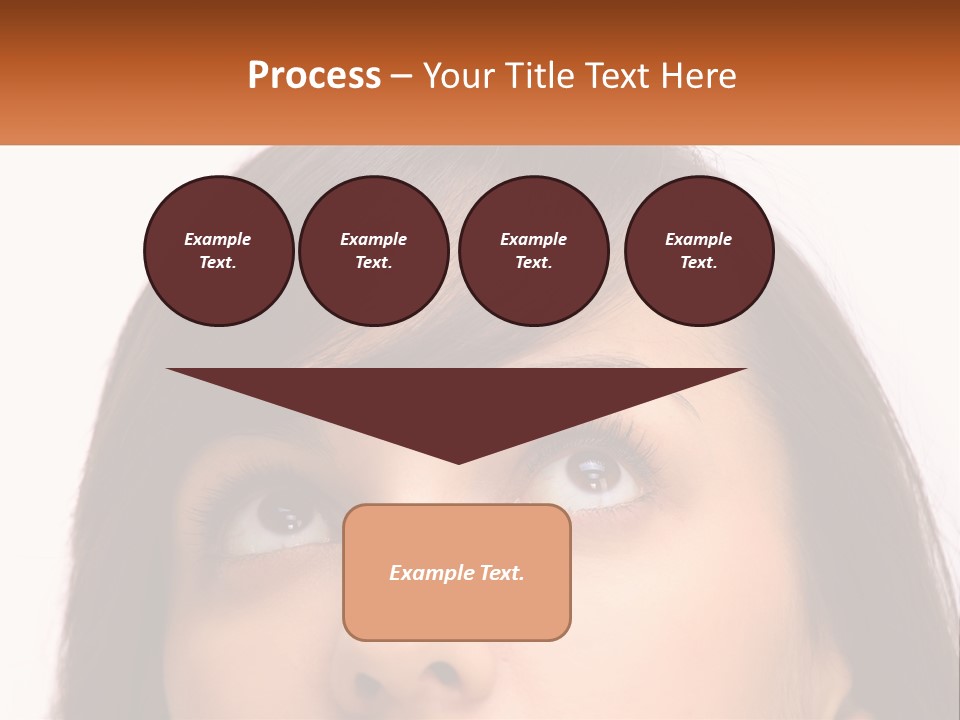 A Woman's Face With An Orange Banner Over Her Head PowerPoint Template