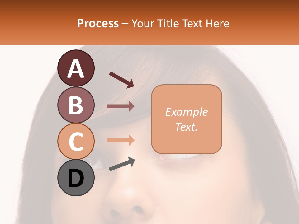A Woman's Face With An Orange Banner Over Her Head PowerPoint Template