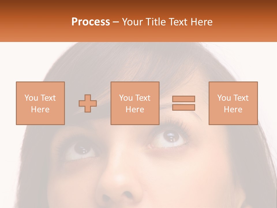A Woman's Face With An Orange Banner Over Her Head PowerPoint Template
