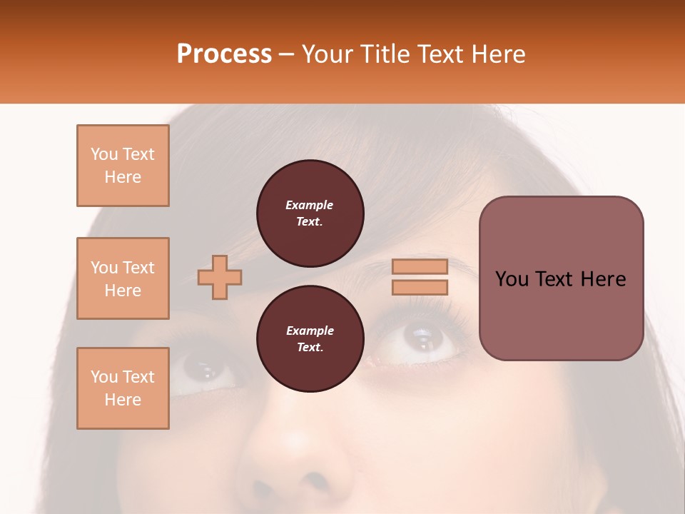 A Woman's Face With An Orange Banner Over Her Head PowerPoint Template