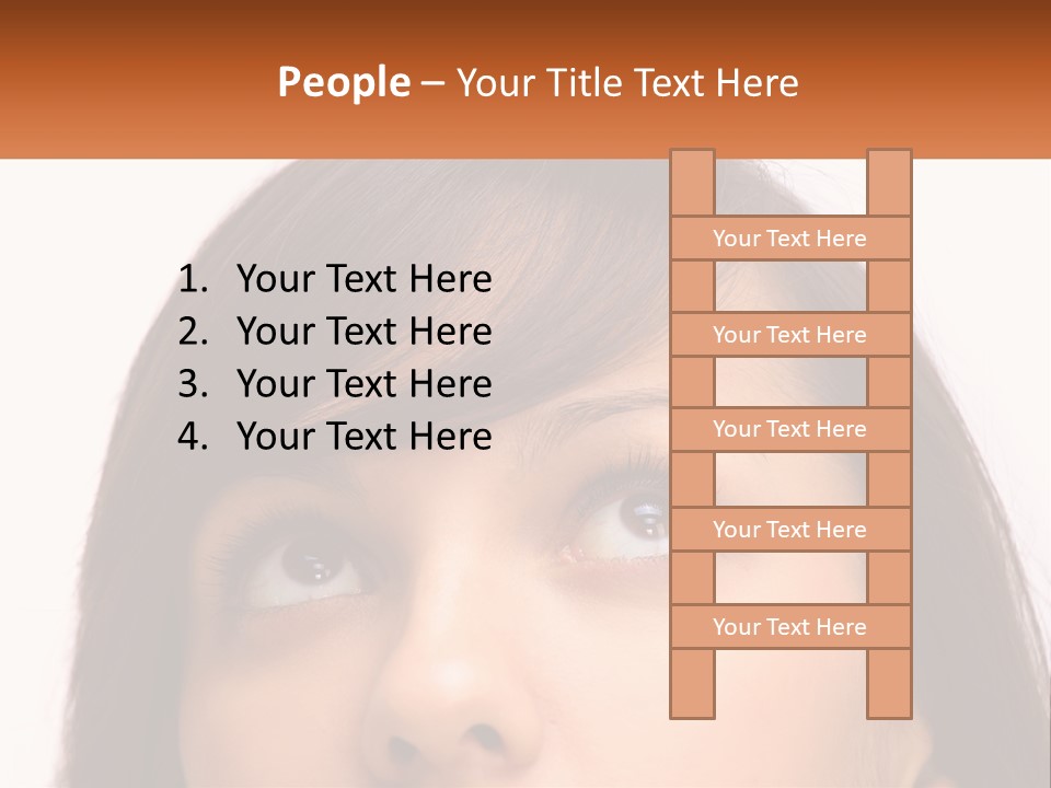 A Woman's Face With An Orange Banner Over Her Head PowerPoint Template