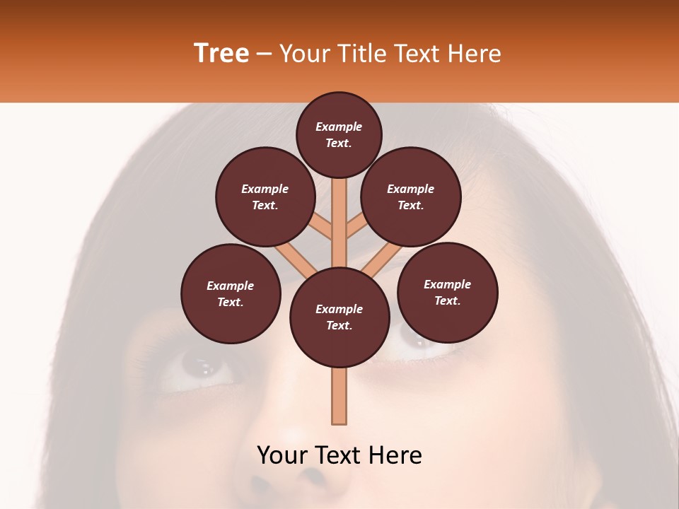 A Woman's Face With An Orange Banner Over Her Head PowerPoint Template