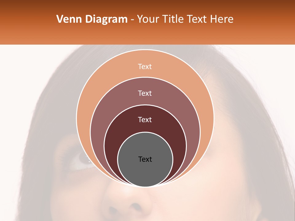 A Woman's Face With An Orange Banner Over Her Head PowerPoint Template