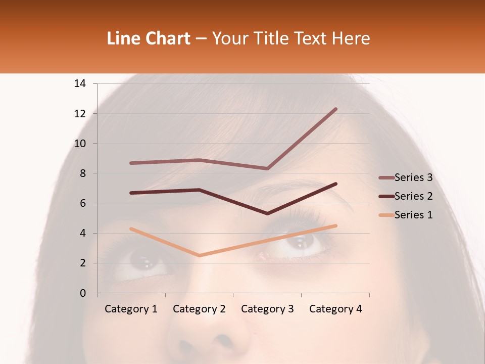 A Woman's Face With An Orange Banner Over Her Head PowerPoint Template