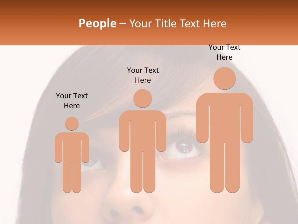 A Woman's Face With An Orange Banner Over Her Head PowerPoint Template
