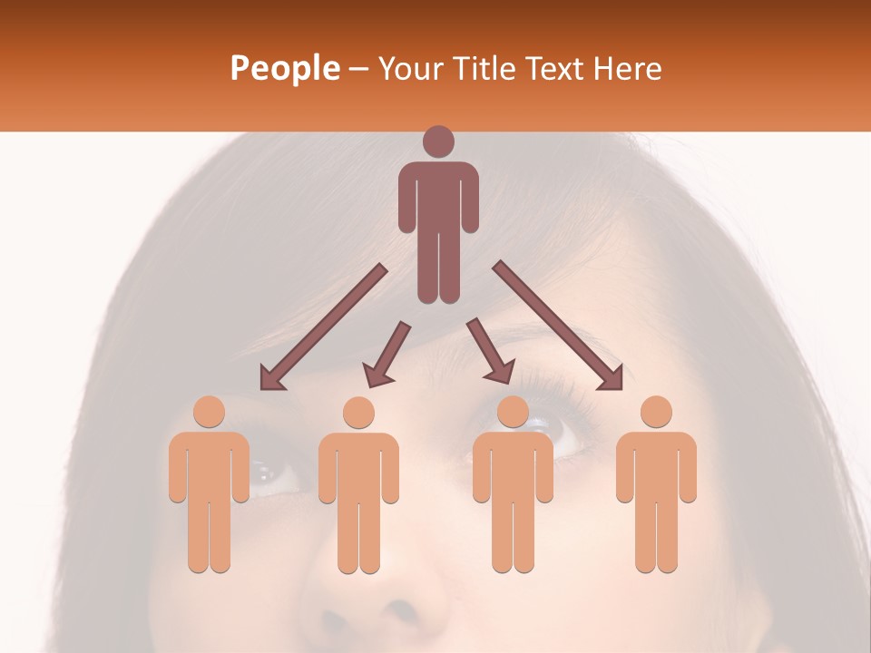 A Woman's Face With An Orange Banner Over Her Head PowerPoint Template