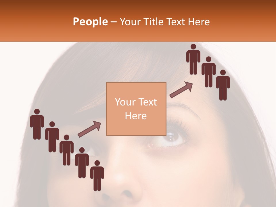 A Woman's Face With An Orange Banner Over Her Head PowerPoint Template