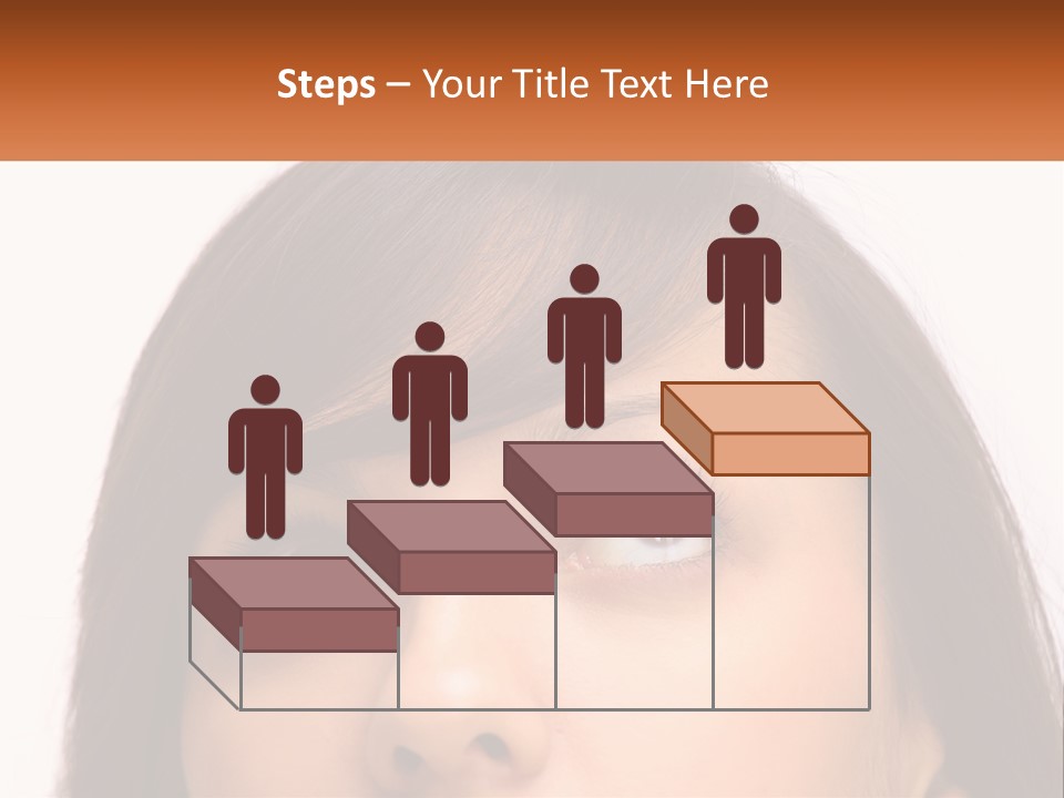 A Woman's Face With An Orange Banner Over Her Head PowerPoint Template