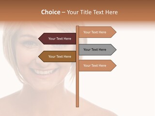 A Woman With Blonde Hair Smiling At The Camera PowerPoint Template