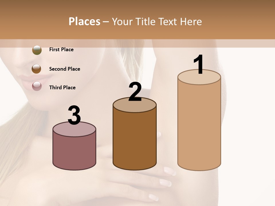 A Beautiful Woman In A White Dress Posing For A Picture PowerPoint Template