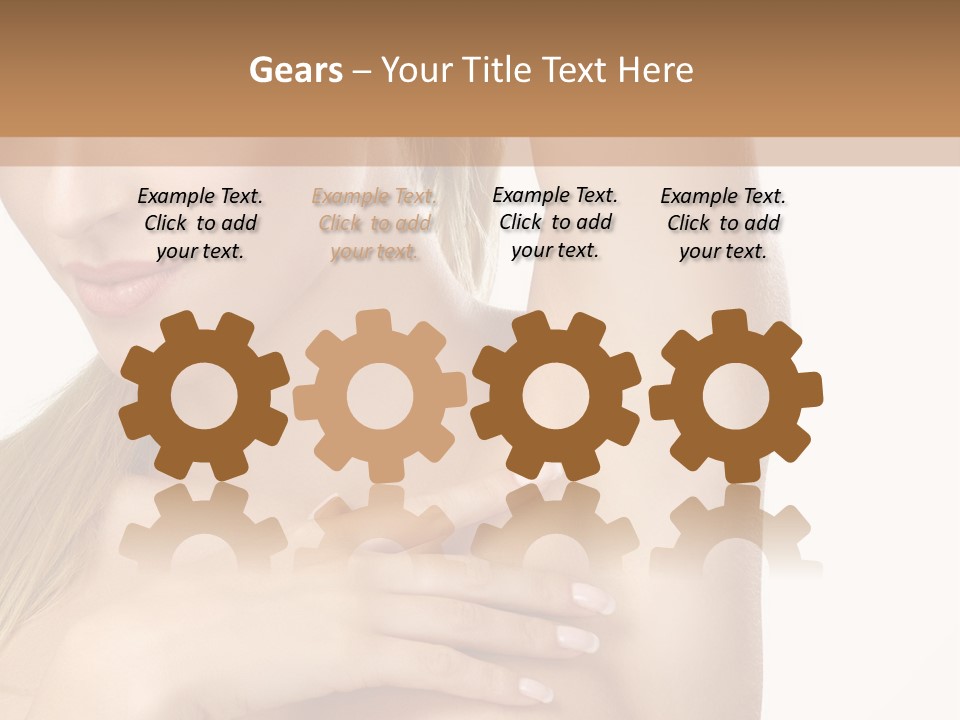 A Beautiful Woman In A White Dress Posing For A Picture PowerPoint Template