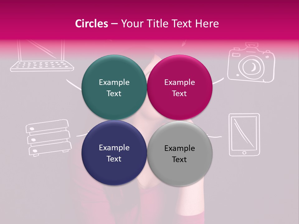 A Woman In A Pink Shirt Is Looking Up PowerPoint Template